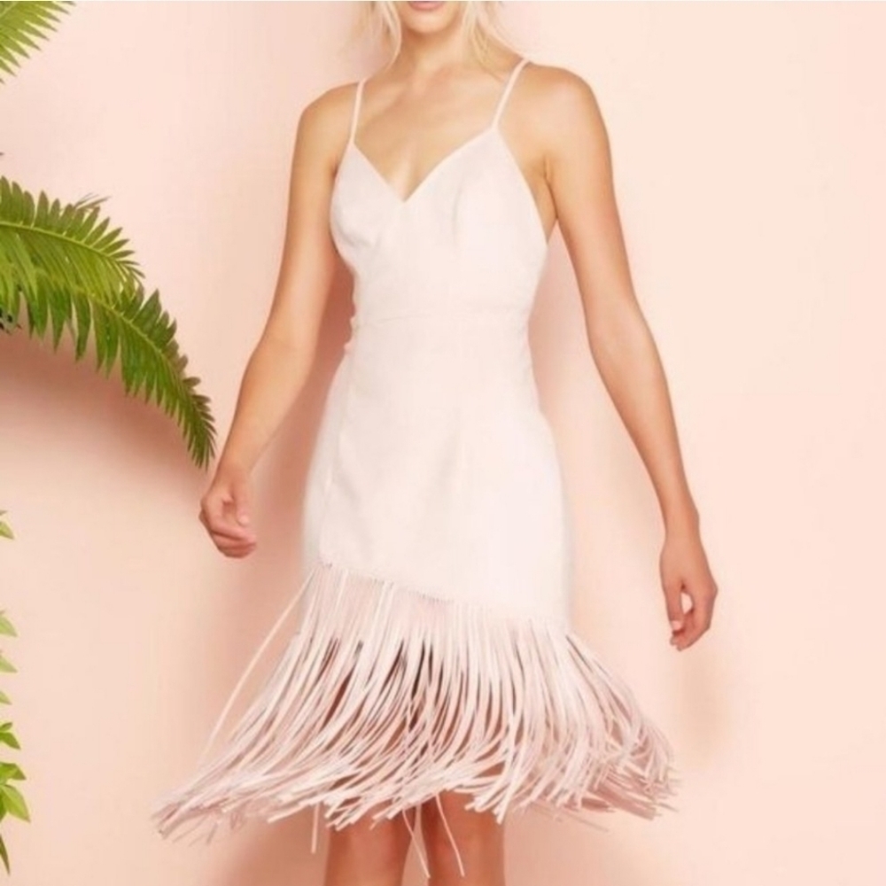 Lovers + Friends Firefly Fringe Dress in Blush Women's Size Medium